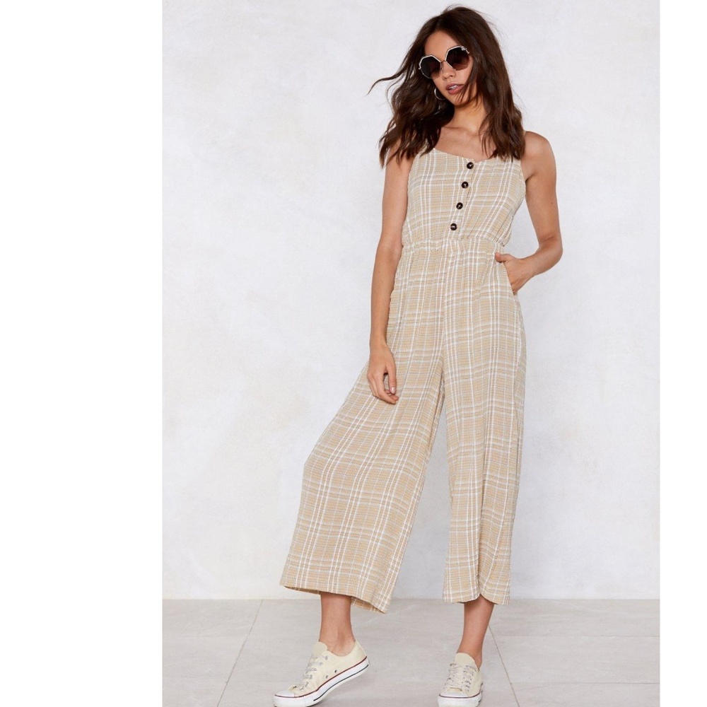 Checkered Wide-Leg Jumpsuit